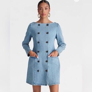 KBB by Khalana Denim Double-Breasted Dress